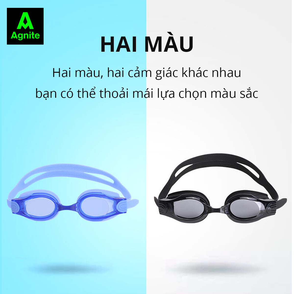 Kính Bơi Người Lớn Nam Nữ Chống Sương Mù Bảo Vệ Mắt Kèm Nút Tai Túi Đựng Agnite - Dây Đeo Silicone Mềm Mại, Thoải Mái - Phù Hợp Cho Vận Động Viên Chuyên Nghiệp Hoặc Người Có Sở Thích Đi Bơi - F6120