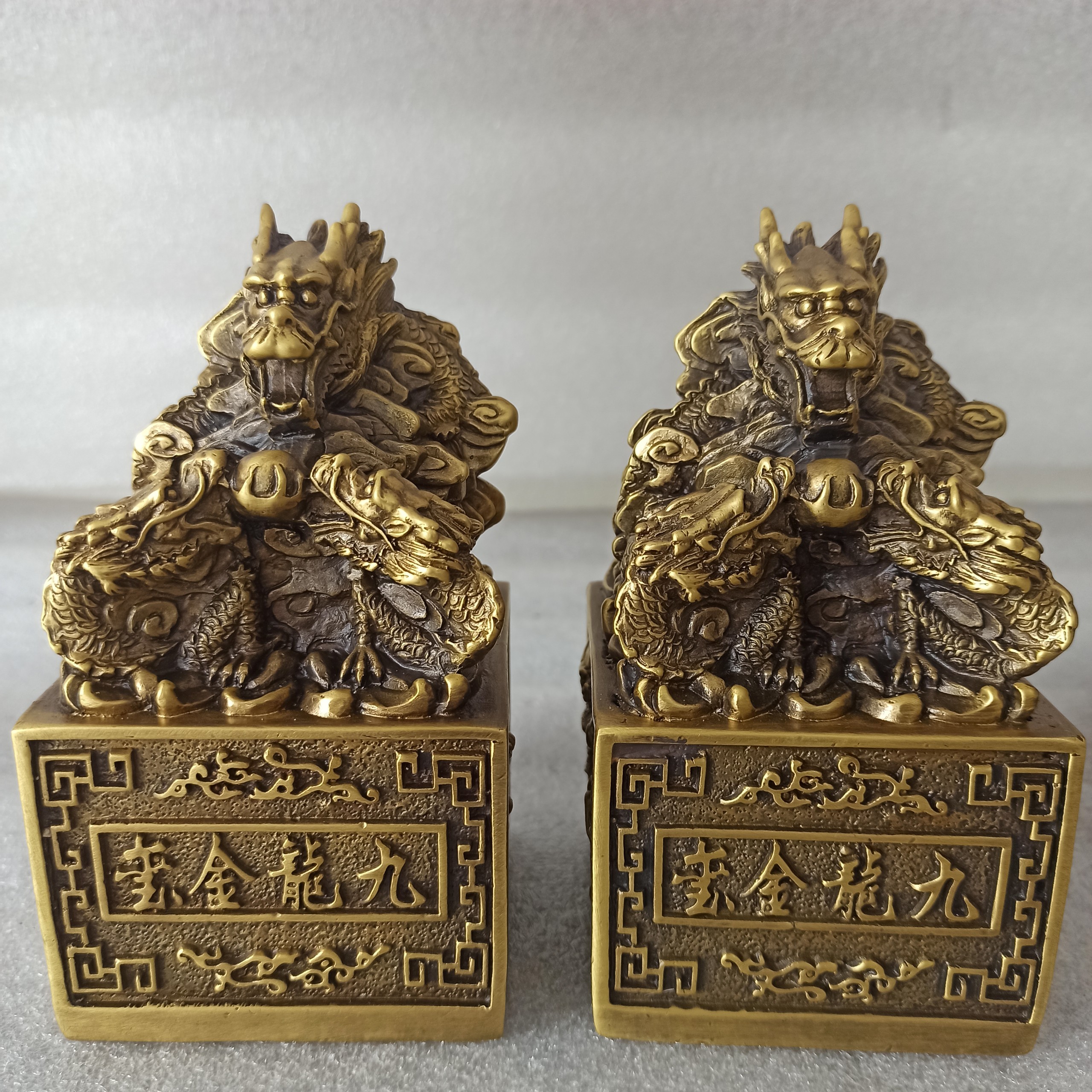Ấn Rồng Phong Thủy Bằng Đồng, Cửu Long Kim Ấn bằng đồng thau hàng loại I cao cấp-Đồ Đồng Nguyệt Ánh
