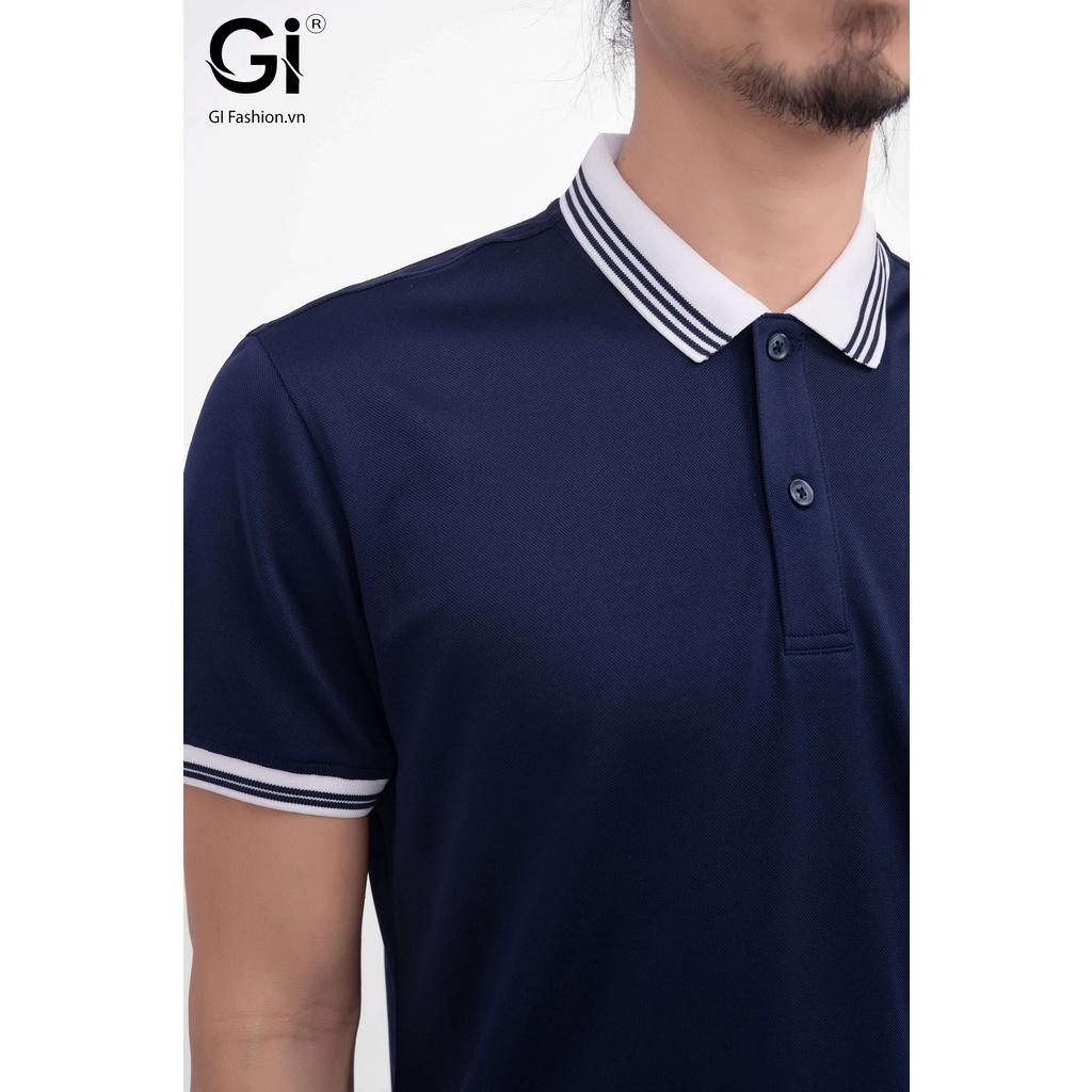 Áo polo nam GI, màu xanh Navy chất liệu cá sấu poly