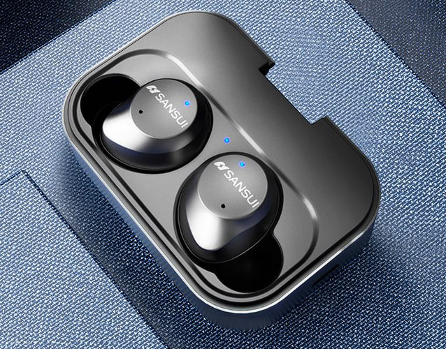 Tai nghe không dây cảm ứng Bluetooth 5.0 Cao cấp Sansui có Dock tự sạc - Hàng nhập khẩu