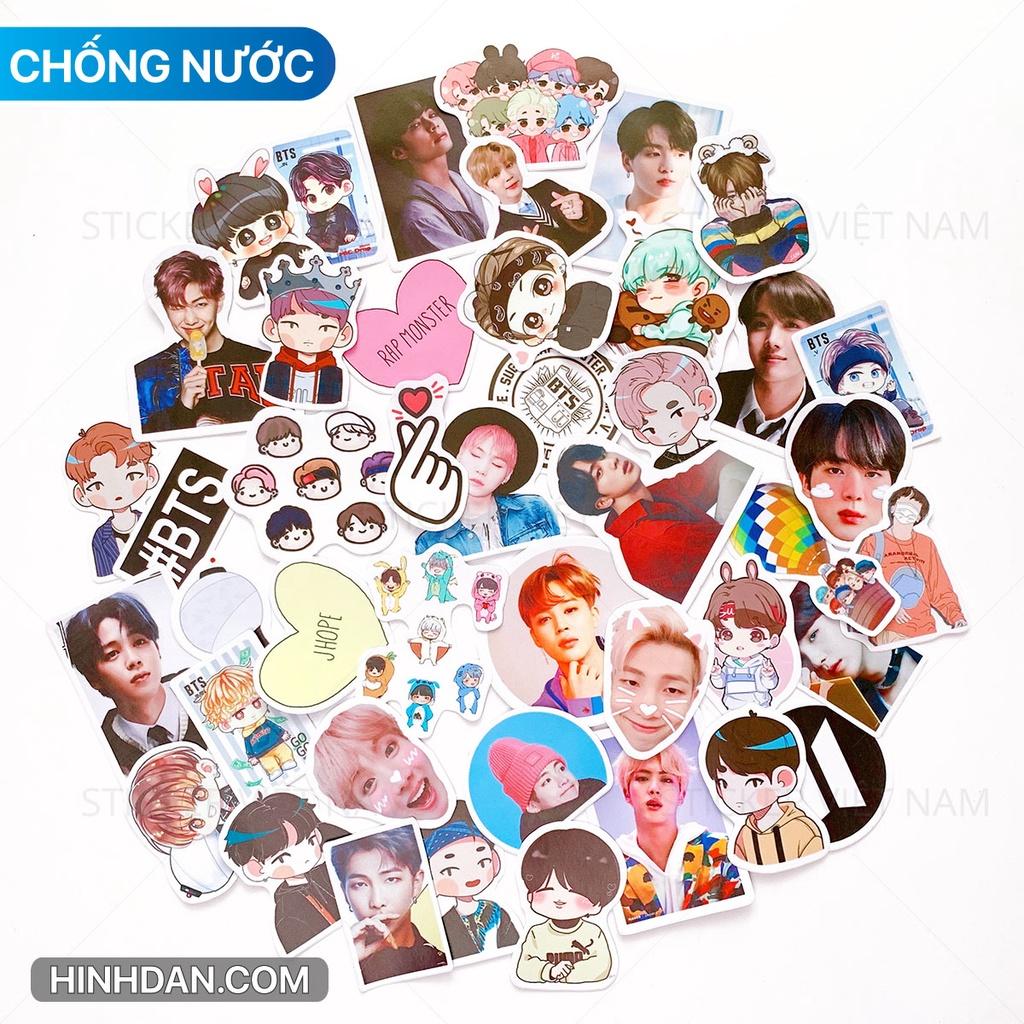 Sticker BTS nhóm nhạc Hàn Quốc - Dán Trang Trí - Chất Liệu PVC Cán Màng Chất Lượng Cao Chống Nước, Chống Nắng, Không Bong Tróc Phai Màu