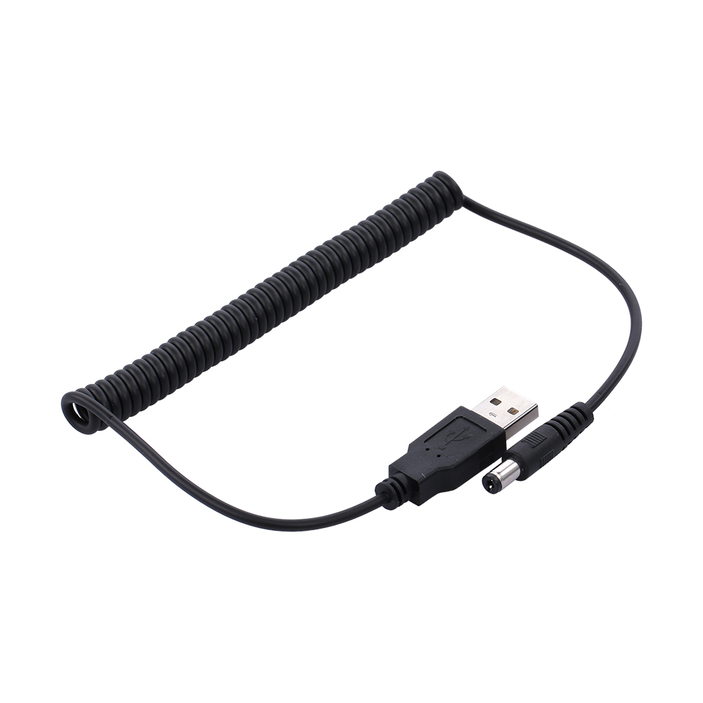Cáp Nguồn USB Male Sang DC 5.5 X 2.1 Male Với Dây Lò Xo Cho Máy Tính PC