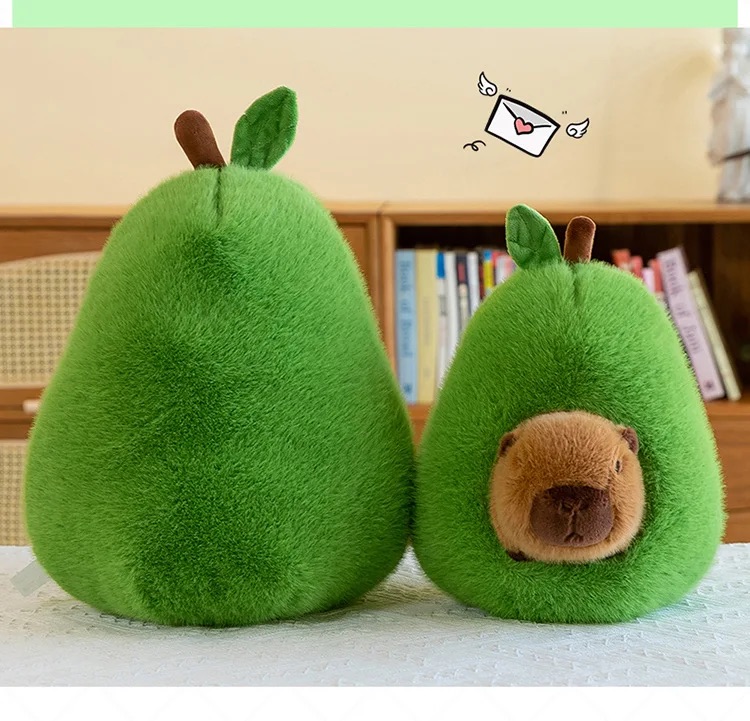 Thú nhồi bông capybara trong quả bơ đáng yêu - Size từ 25cm đến 45cm - Móc khoá gấu bông Capybara
