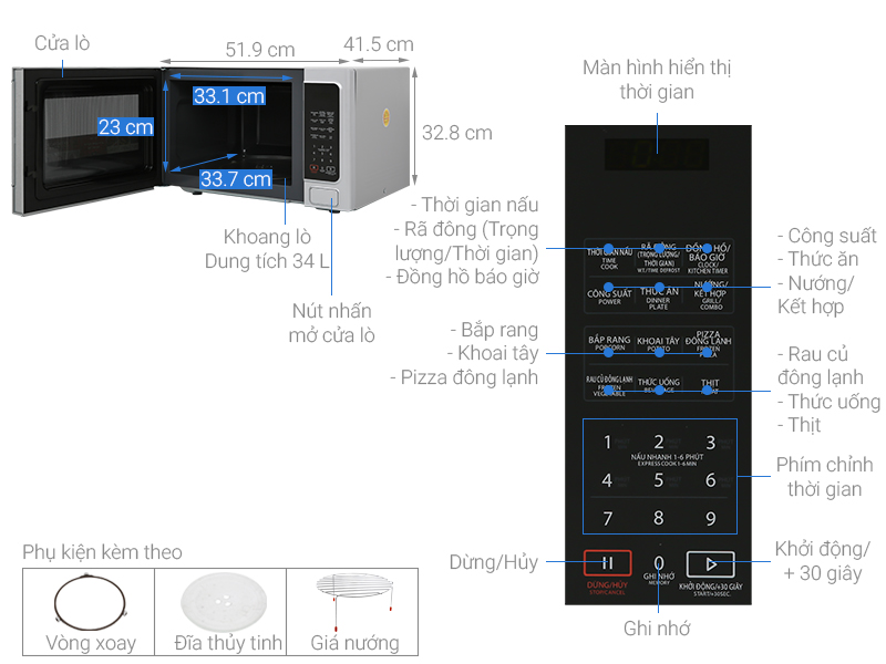 Lò vi sóng Toshiba ER-SGS34(S1)VN- Hàng chính hãng