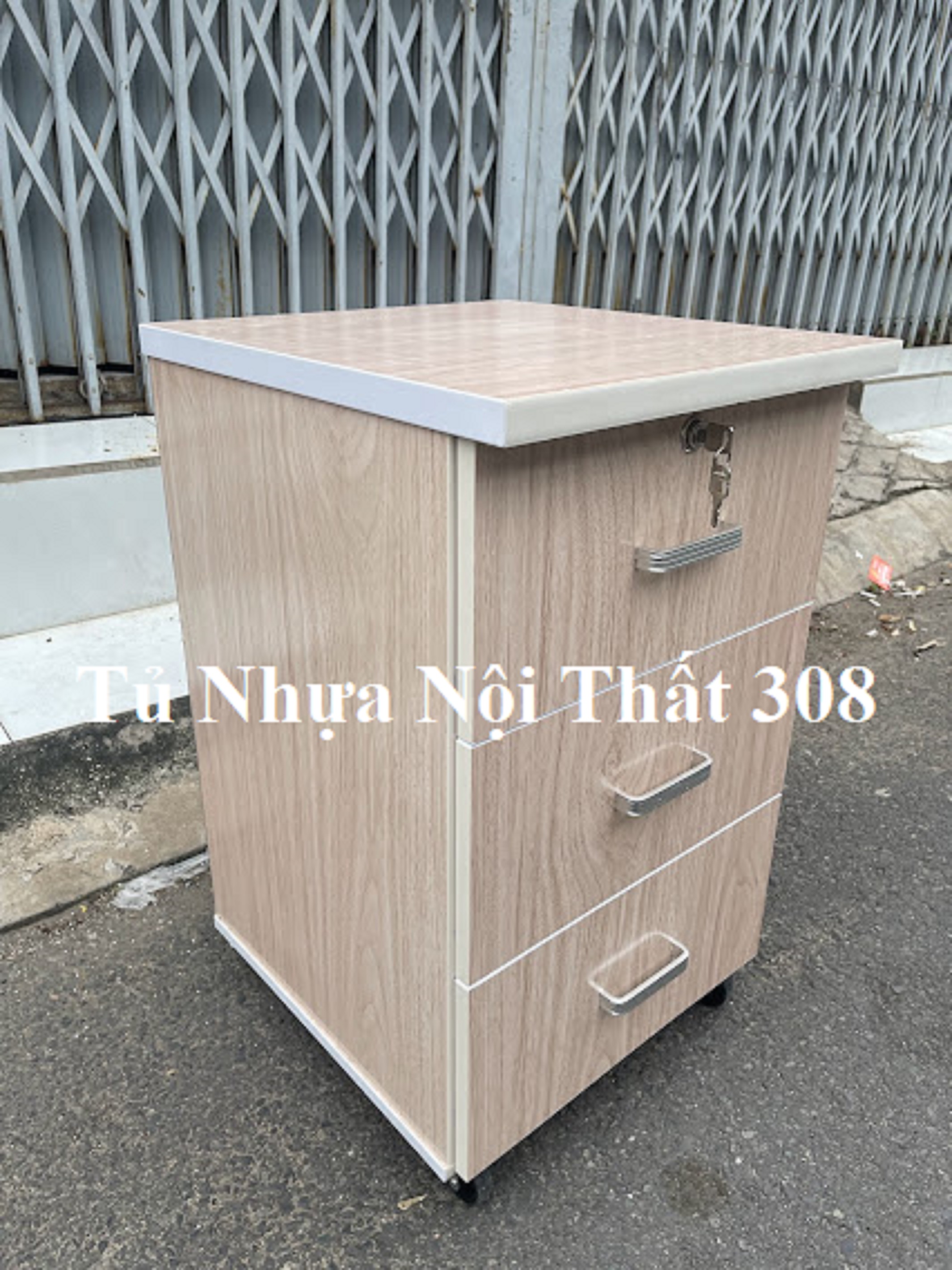 Tủ, Kệ Đầu Giường Nhựa Đài Loan Cao 70cm Ngang 42cm Sâu 42cm Màu Xoan Đào K115