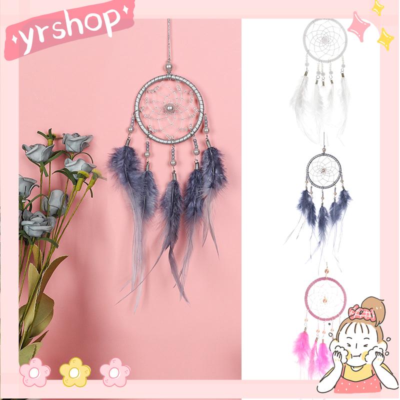 Dream catcher đính ngọc trai màu hồng trắng bạc