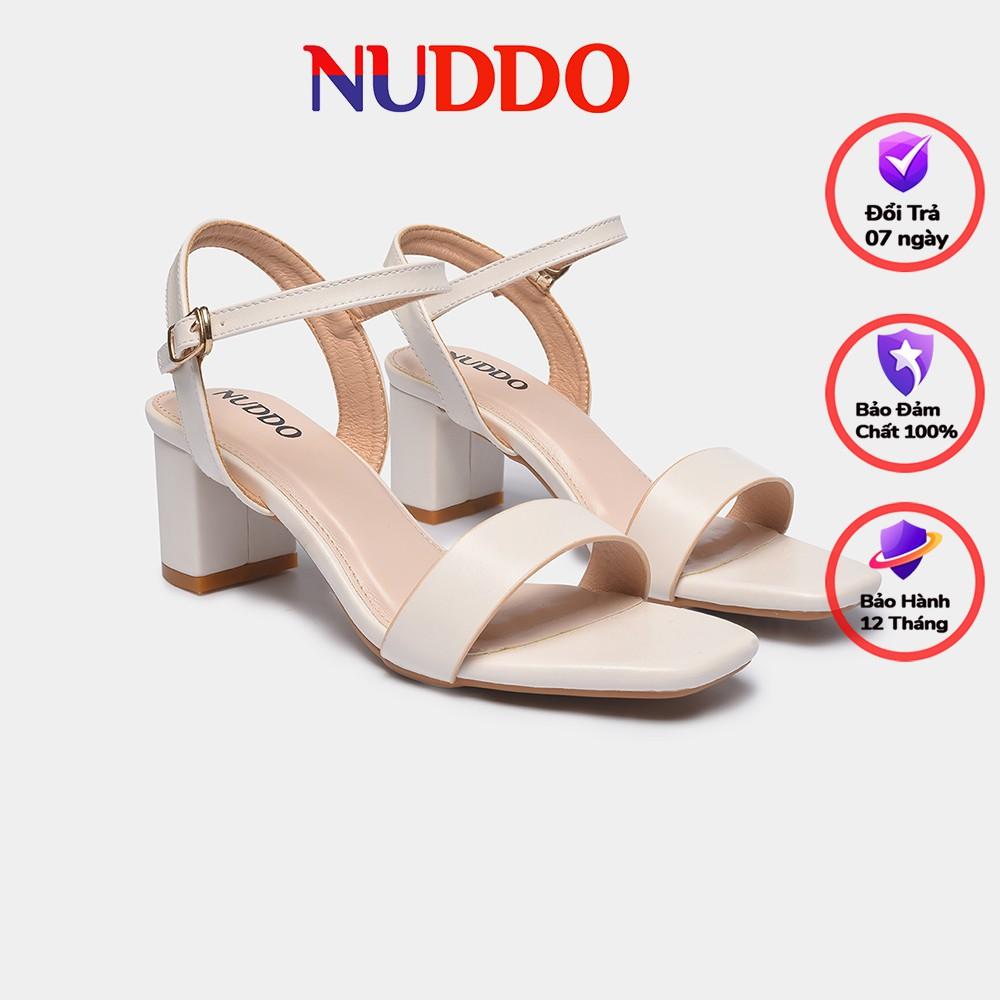 Giày sandal cao gót nữ quai ngang mảnh thời trang công sở cao cấp Nuddo gót vuông cao 5p