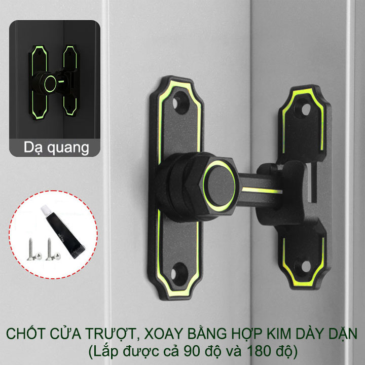 Chốt khóa cửa bằng hợp kim HK02 dày 4mm, dùng cho cửa trượt, xoay loại 90 và 180 độ đều được