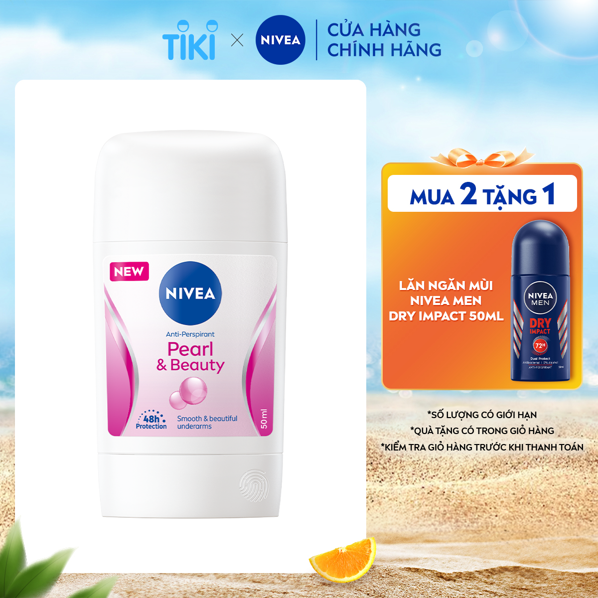 Sáp Ngăn Mùi NIVEA Pearl &amp; Beauty Chiết Xuất Ngọc Trai (50 ml) - 84155