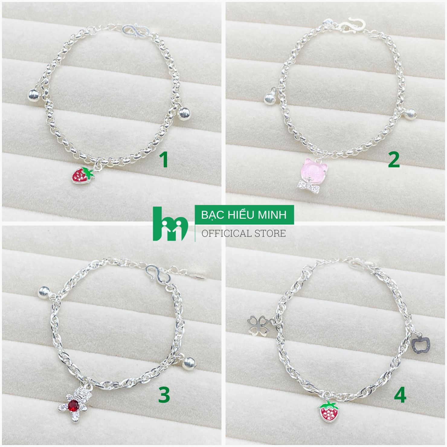 Lắc tay Cho Bé Bạc Ta Nguyên Chất S99 Chính Hãng Bạc Hiểu Minh LTE566