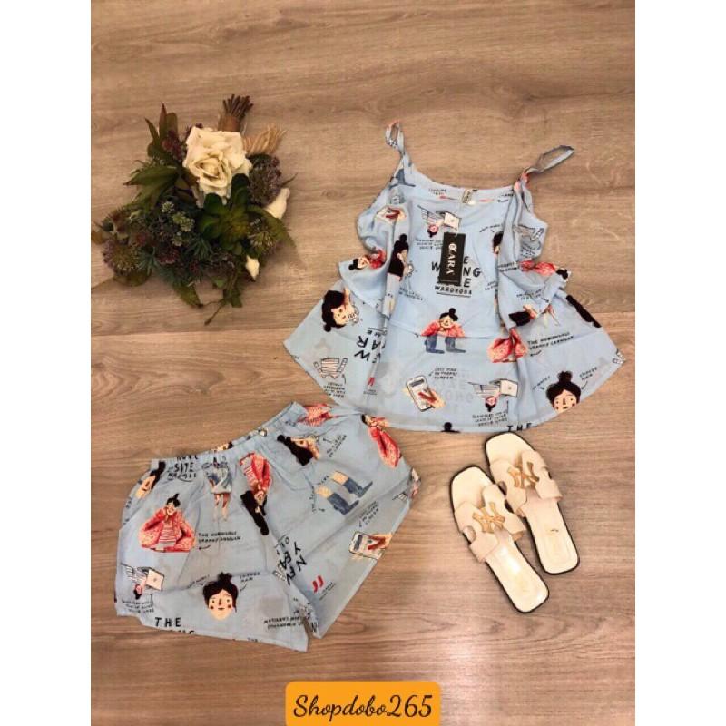 Bộ ngủ 2 dây, đồ bộ nữ,đồ ngủ,đồ bộ mặc nhà đùi 2 dây tầng vải lanh mềm, mịn,mát.