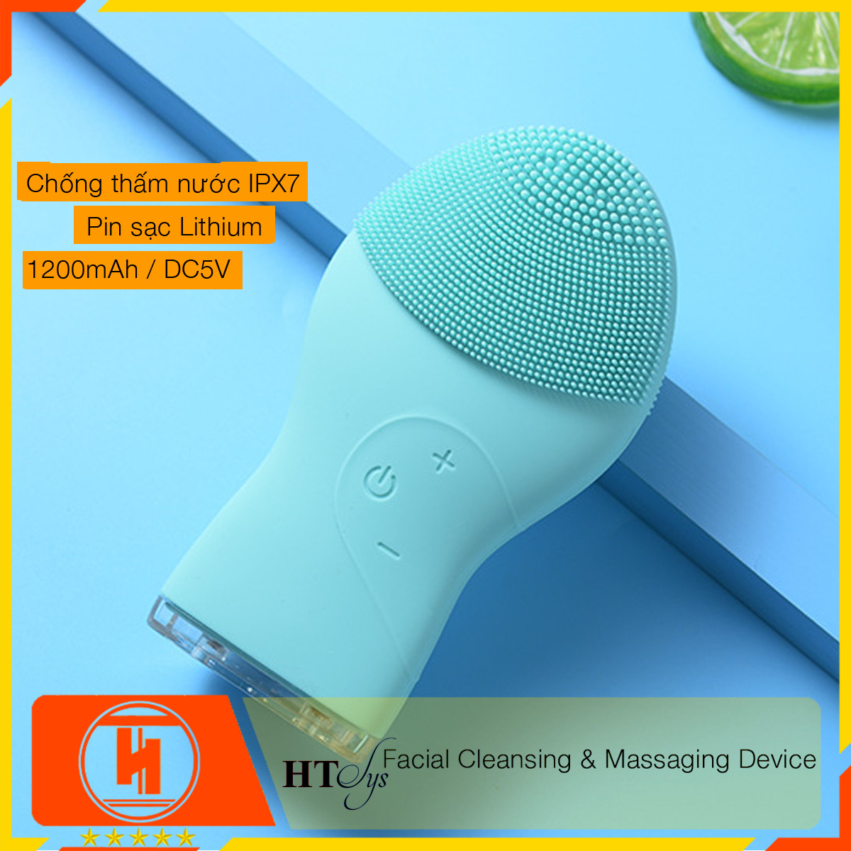 Máy rửa mặt mini massage tích hợp sóng âm HT SYS -TL703 - Facial Cleansing & Massaging Device - Massage - Làm Sạch Sâu - Tẩy Tế Bào Chết - Nâng Cơ Kháng Khuẩn