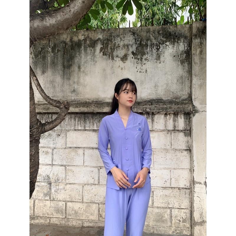 Đồ lam đi chùa nữ bigsize, thời trang nữ, đồ bộ thun