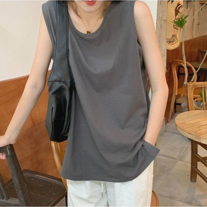 Áo Tanktop Nữ Trơn Trùm Mông Dáng Rộng