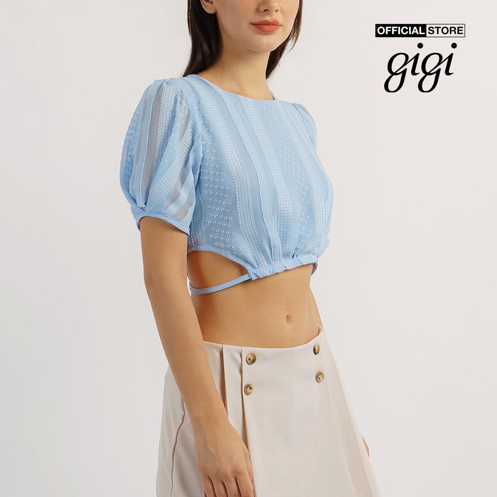 GIGI - Áo croptop nữ cổ tròn tay ngắn thắt eo nữ tính G1106T221257