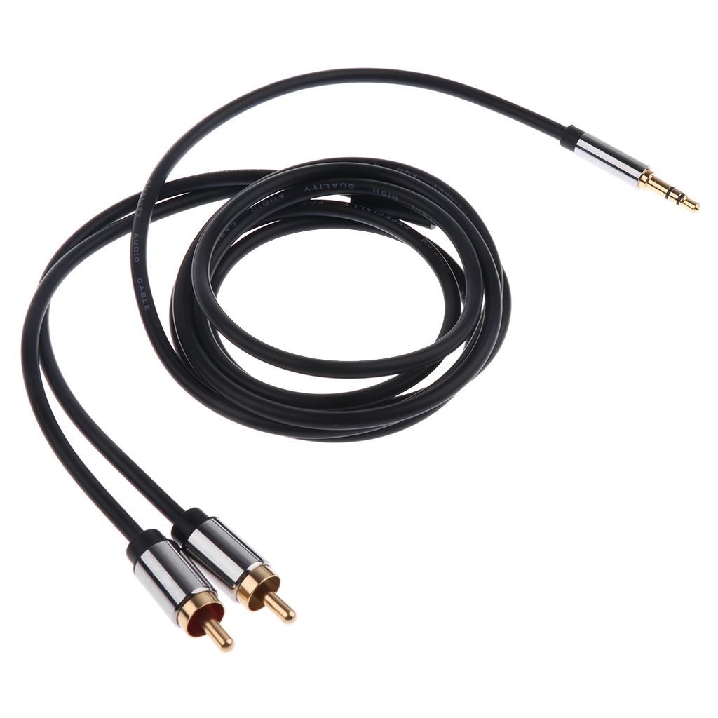 1m/1.5m/2m 3.5mm Stereo Male To 2 RCA Dual Audio Male Adapter Speaker Cable