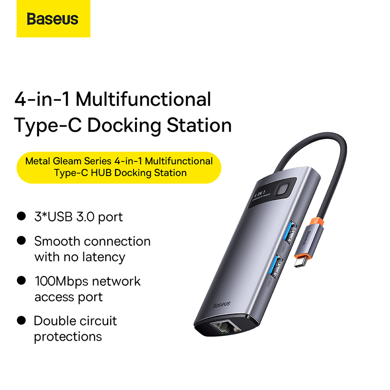Bộ Hub Mở Rộng Cho Macbook/Laptop Baseus Metal Gleam Multifunctional Type-C HUB Docking Station - Hàng chính hãng
