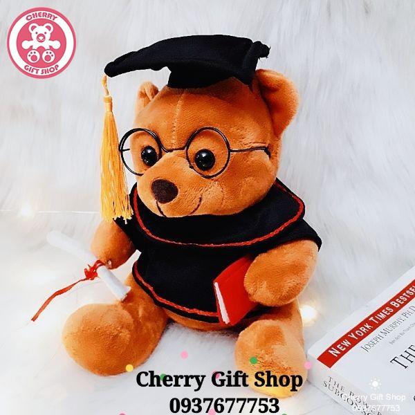 Gấu Bông Tốt Nghiệp Lông Mịn 25cm