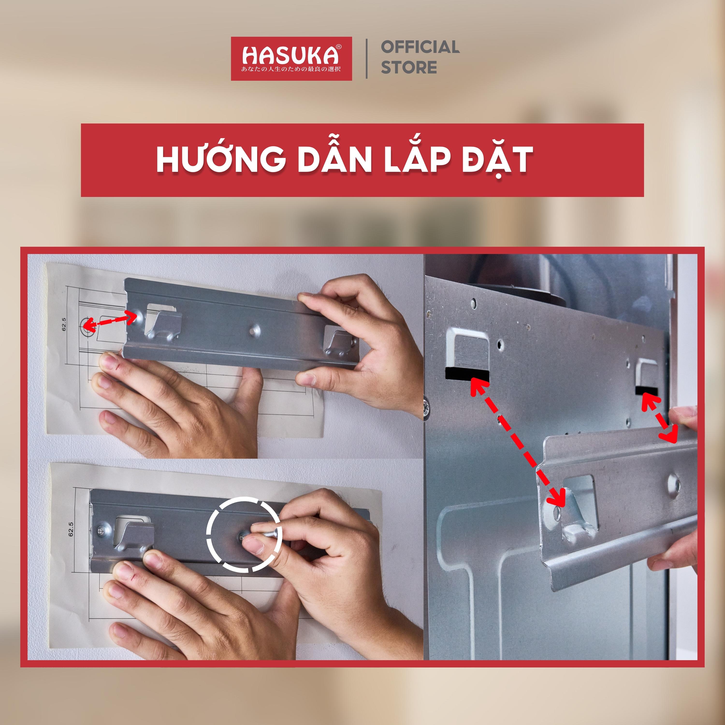 Máy hút mùi cơ kính cong lưới inox HASUKA HSK-777IN - hút và khử mùi với công suất 950m³/h, nút bấm điều khiển cơ - HÀNG CHÍNH HÃNG