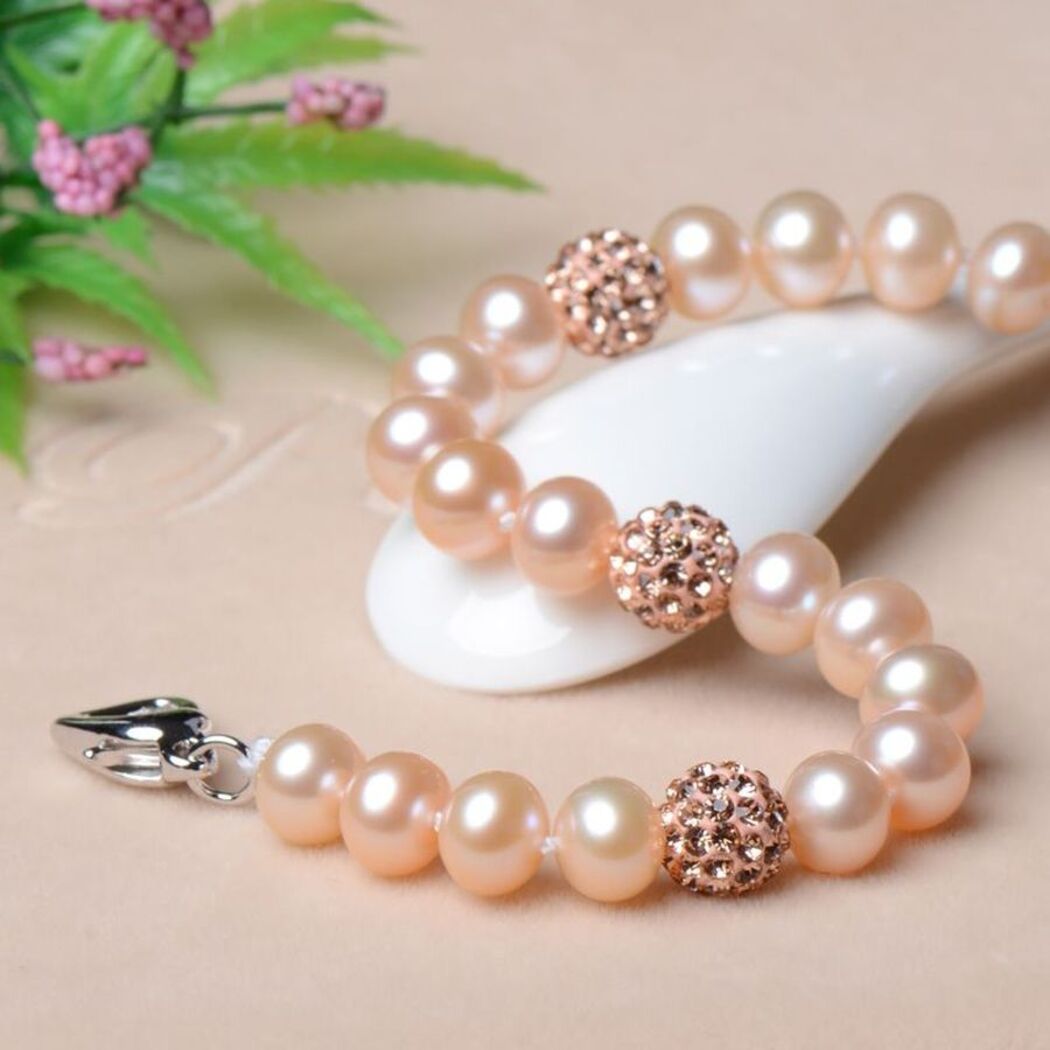 Vòng Tay Ngọc Trai Nước Ngọt Thiên Nhiên Cao Cấp - Chuỗi Đơn Tròn Mix Gốm - Trang Sức Cô Tấm - CERA PEARL - CTJ3610