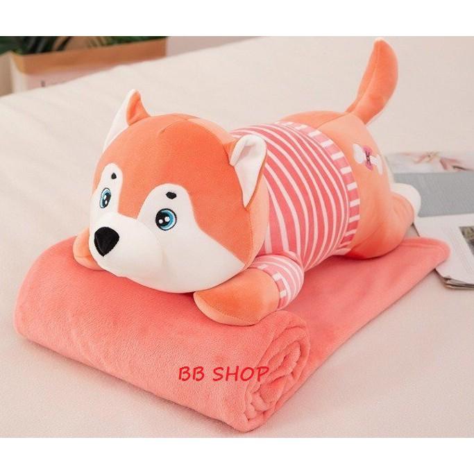 BỘ CHĂN GỐI VĂN PHÒNG HÌNH THÚ 2IN1 CHĂN GỐI VĂN PHÒNG HÌNH CHÓ ALASKA