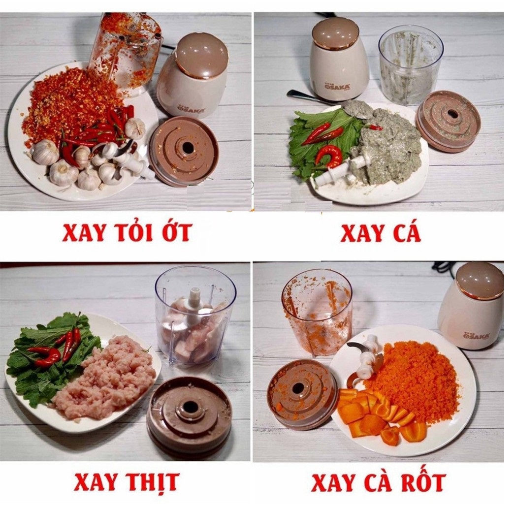Máy xay sinh tố, máy xay thịt, xay tỏi ớt mini OSAKA đa năng 750ml - Máy say sinh tố mini cầm tay - Hàng chính hãng