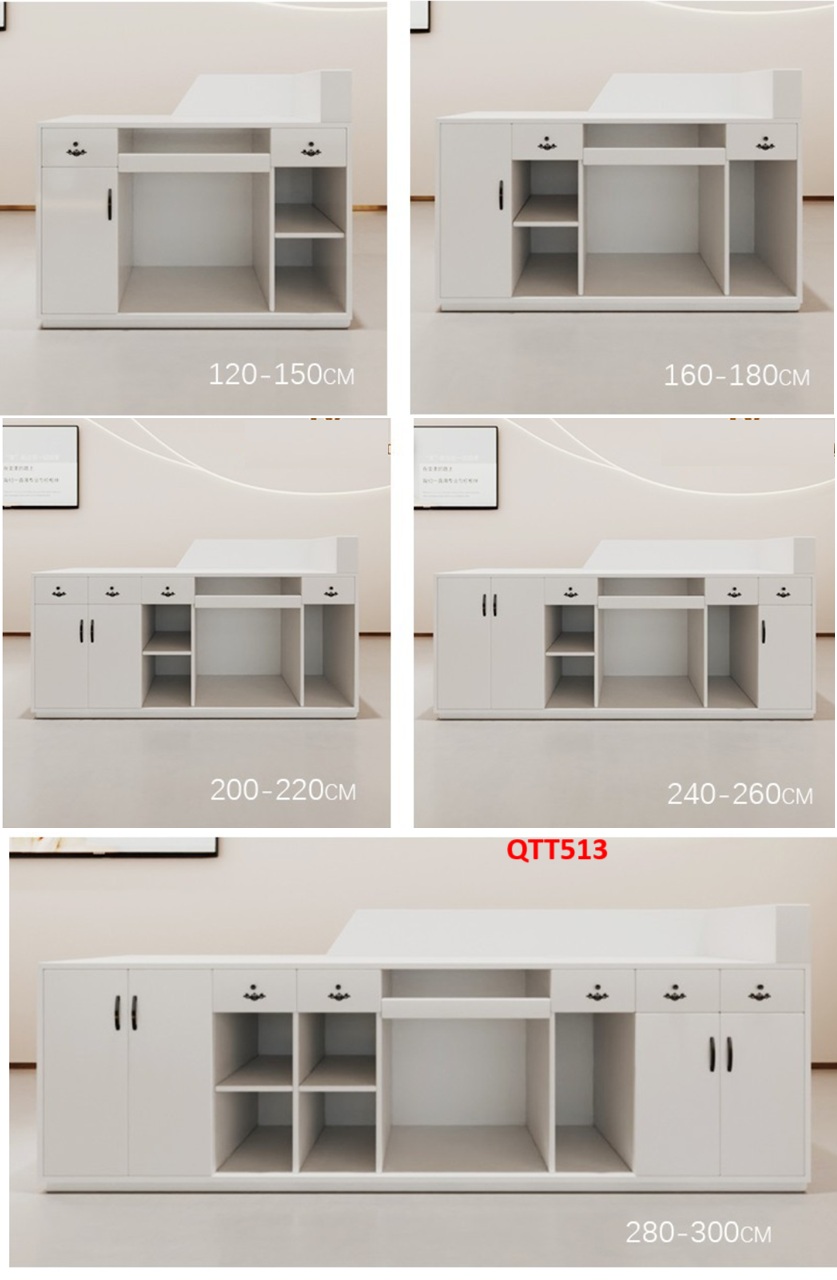 Bàn thu ngân, bàn lễ tân, bàn tính tiền bằng gỗ MDF QTT513- NỘI THẤT LẮP RÁP VIENDONGADV