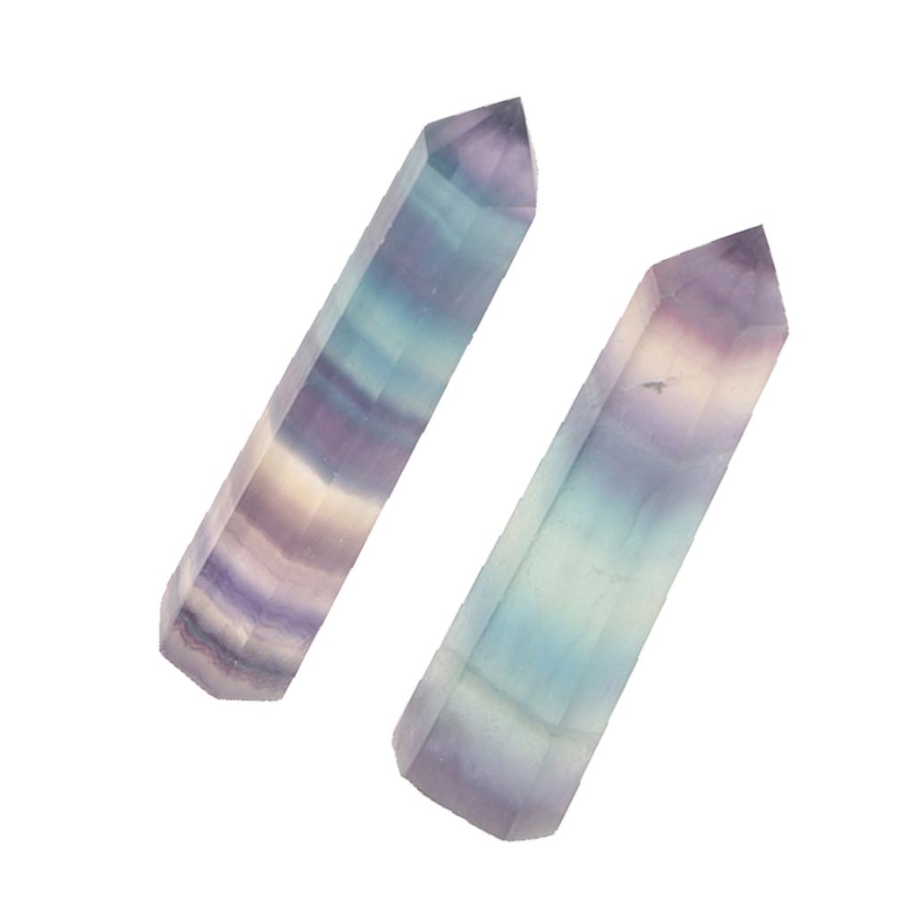 Natural Stone Hexagonal Crystal Column Colorful Fluorite Column Ornaments A