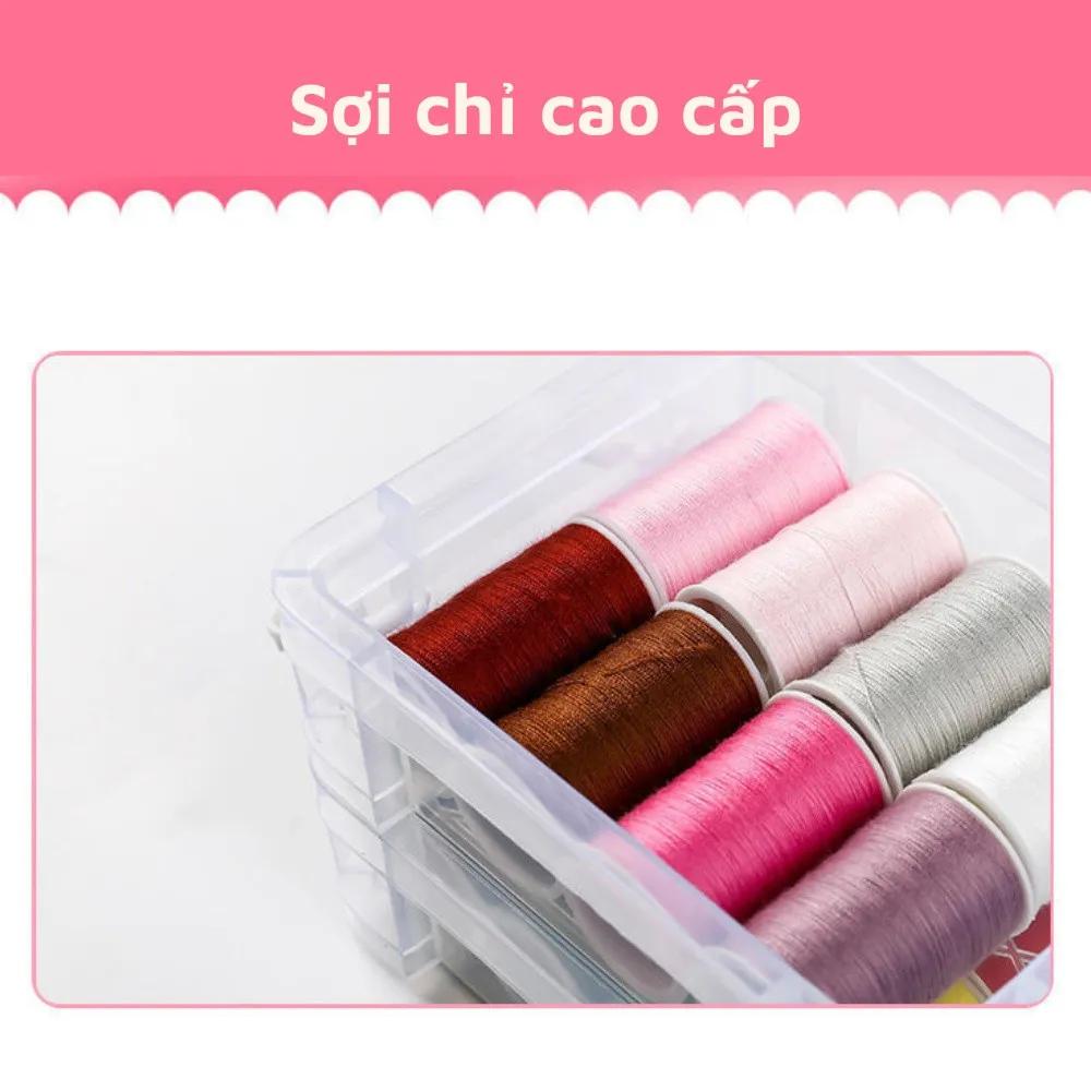 Hộp Kim Chỉ Khâu Đa Năng 2 Tầng 20 Chi Tiết Tiện Lợi Khâu Vá Quần Áo -