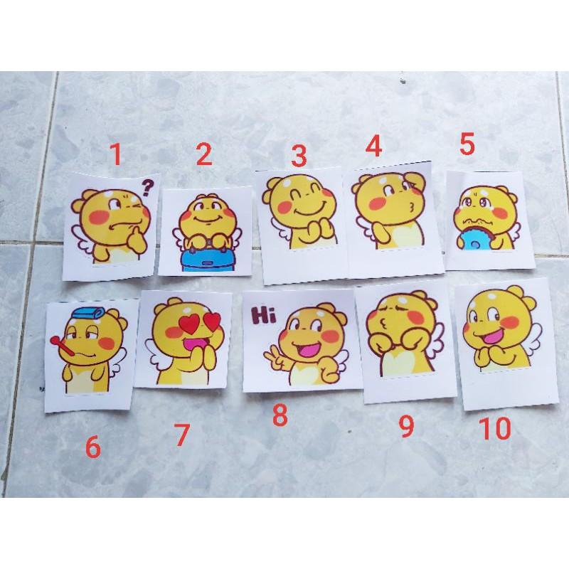 Tem Sticker Khủng Long Vàng Cute Dán Xe, Nón