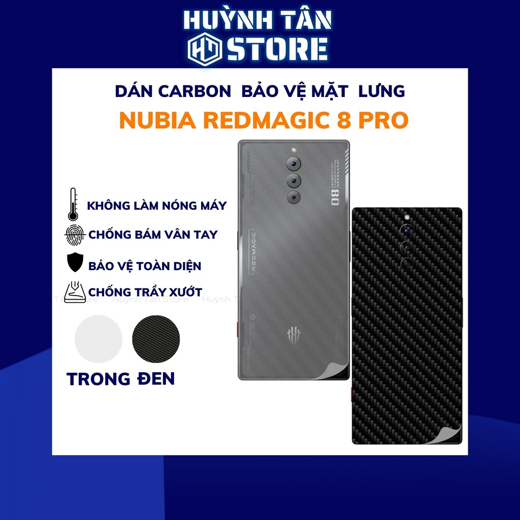 Miếng dán nubia redmagic 8 pro carbon trong và đen chống trầy xướt chống bám vân tay phụ kiện huỳnh tân store