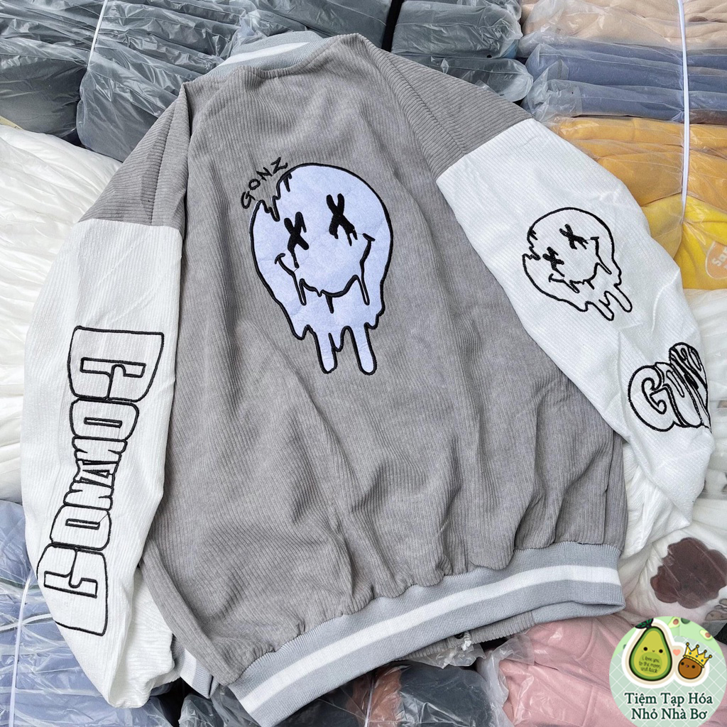 Áo Khoác Bomber Nhung Tăm Form rộng Unisex Freesize Áo Khoác Bóng Chày Gonz Siêu Hot Trendy AK01