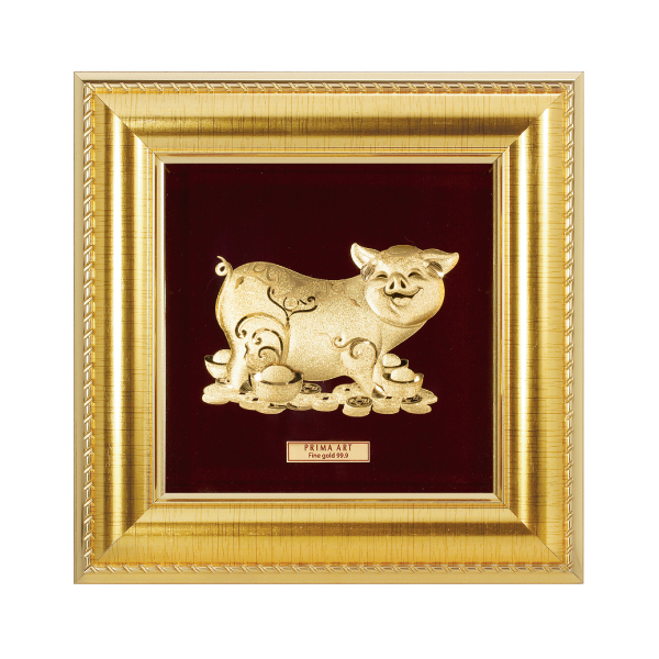 Tranh vàng 24k heo vàng tài lộc may mắn - CGS-0371-16