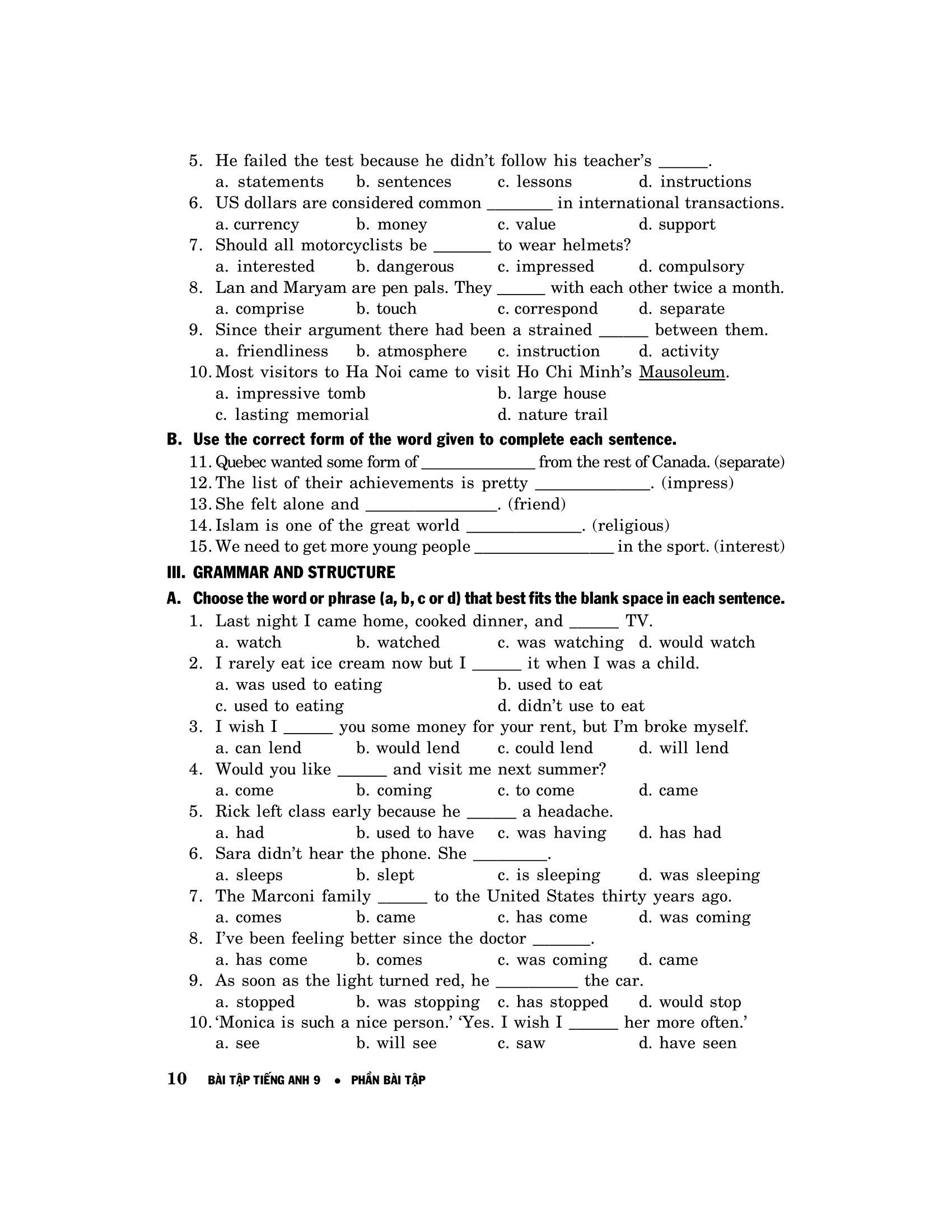 Sách Bài Tập Tiếng Anh 9 - Không Đáp Án (Tái Bản 2020)
