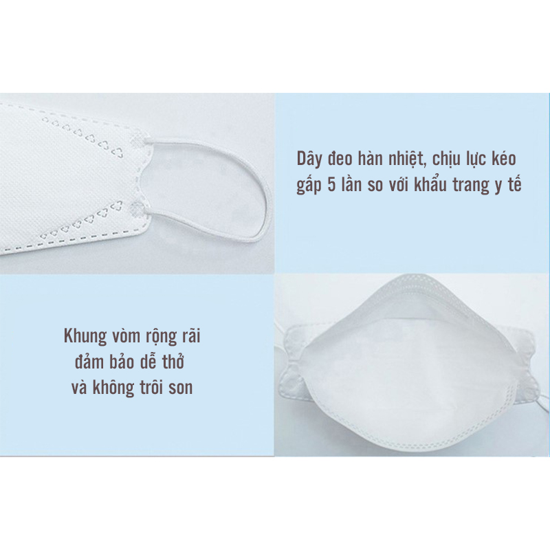 Khẩu Trang 3D , Khẩu Trang 4D KF94 Họa Tiết Thời Trang, Khung Vòm 4D Chống Trôi Son, Dùng Một Lần