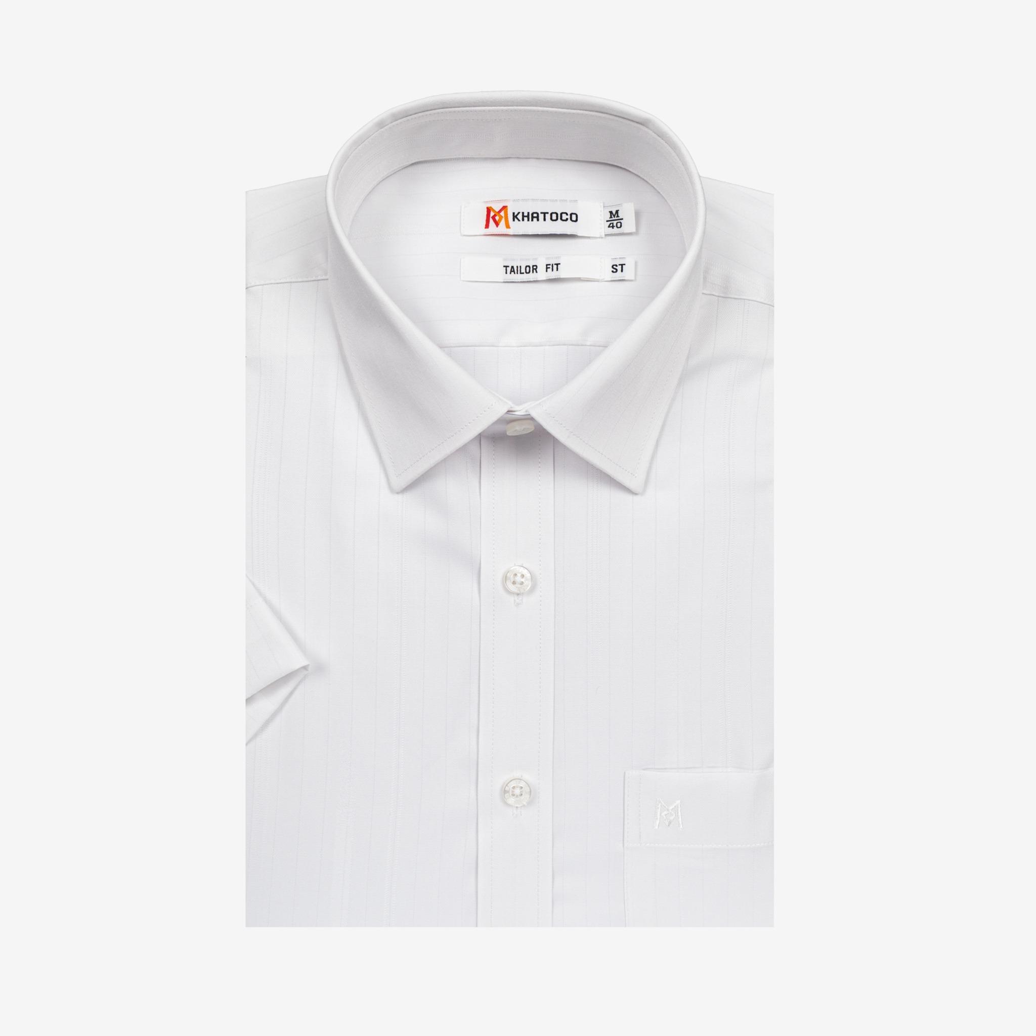 Áo sơ mi nam KHATOCO Tailor Fit ngắn tay A1MN498T2-CNTR757-2704-N