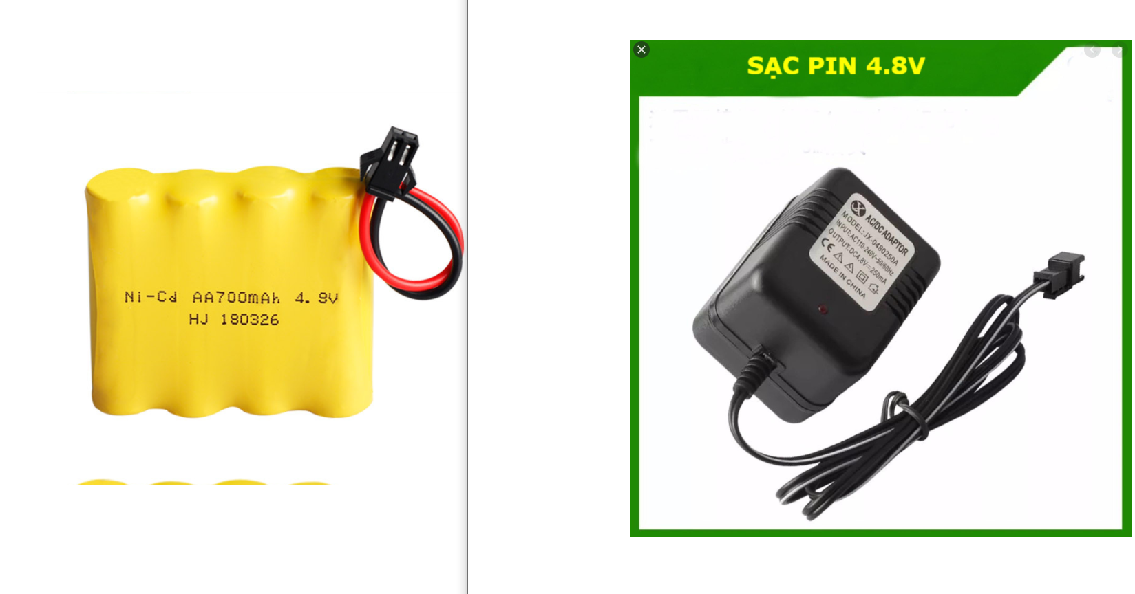 Pin kèm Sạc adapter 4.8V 700mah Ni Cd Pin sạc xe điều khiển