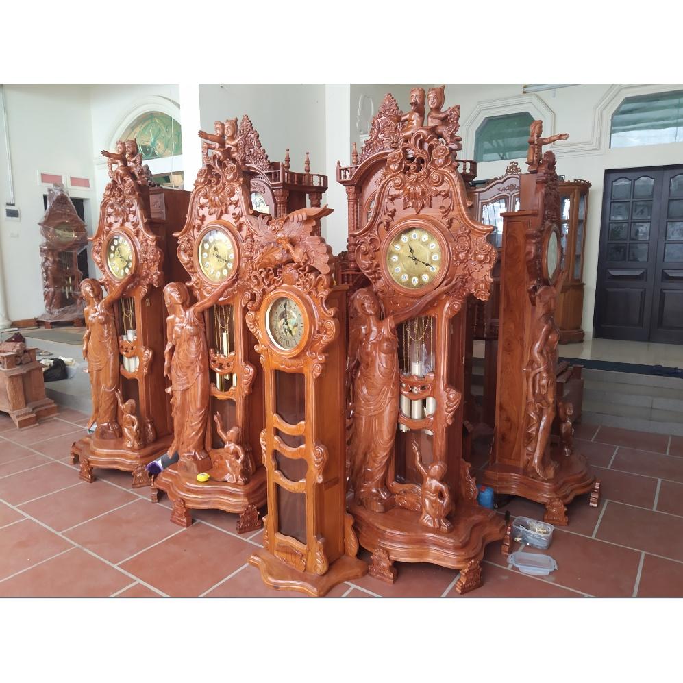 Đồng hồ cô tiên gỗ hương đá, gỗ gõ đỏ, hàng CỰC VIP, tuyển vân, tuyển gỗ loại 1