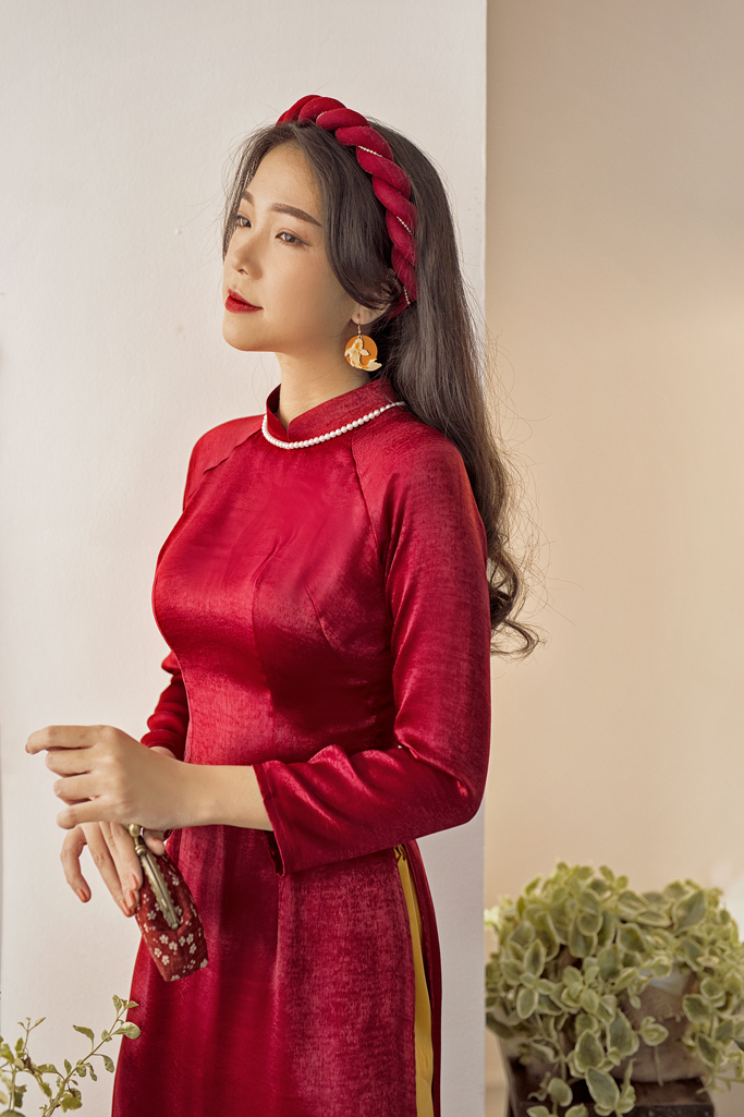 Sumire Store Áo dài Truyền thống Trân Châu Đỏ