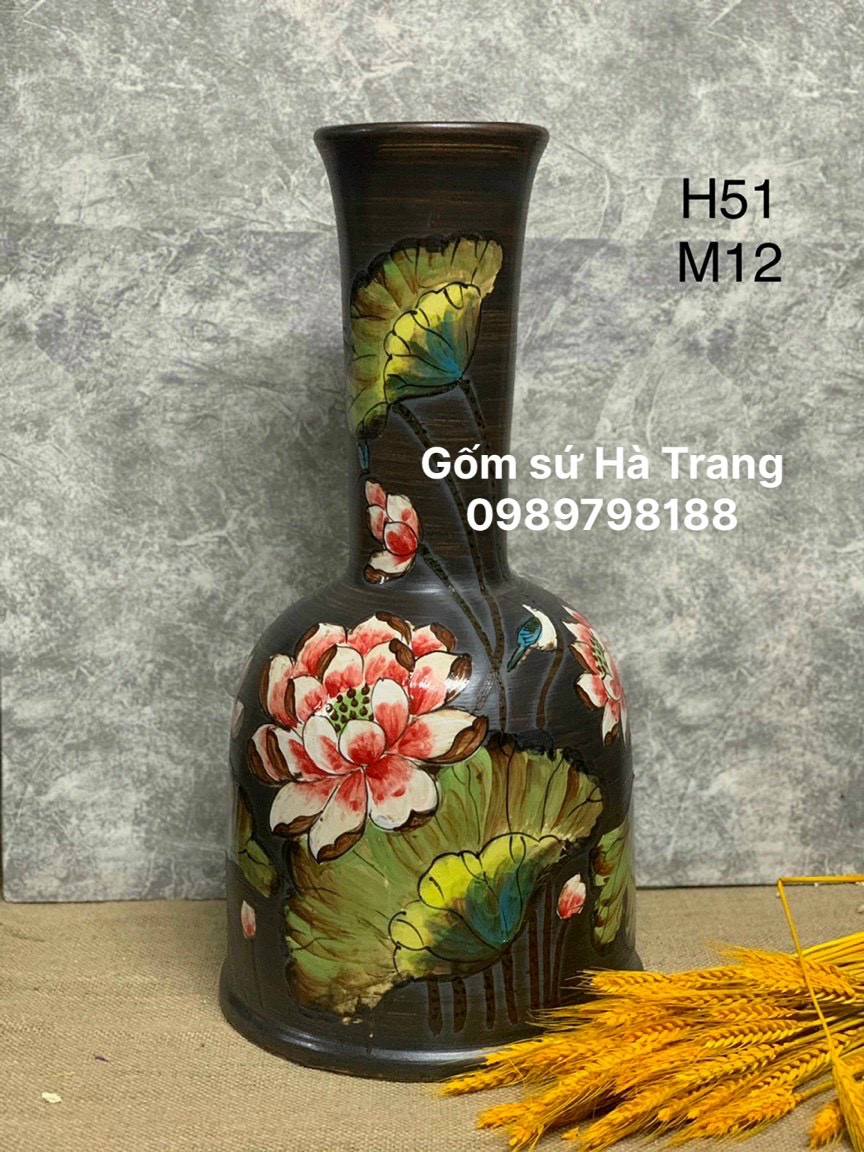 Lọ hoa gốm sứ Bát Tràng cao cấp cao 51cm