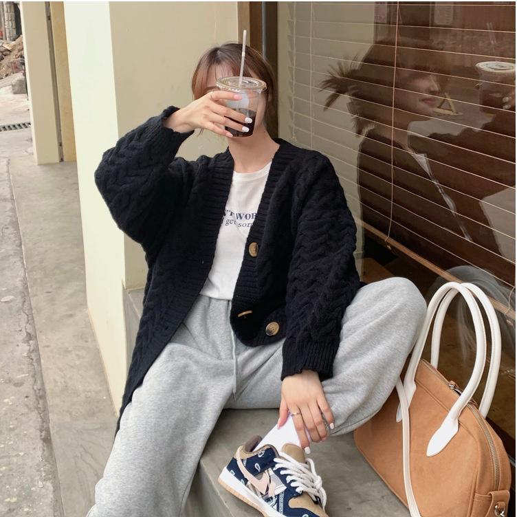 Áo khoác len cardigan nữ form dài rộng bigsize cho nữ phong cách Hàn Quốc Hàng Quảng Châu chất đẹp S-1