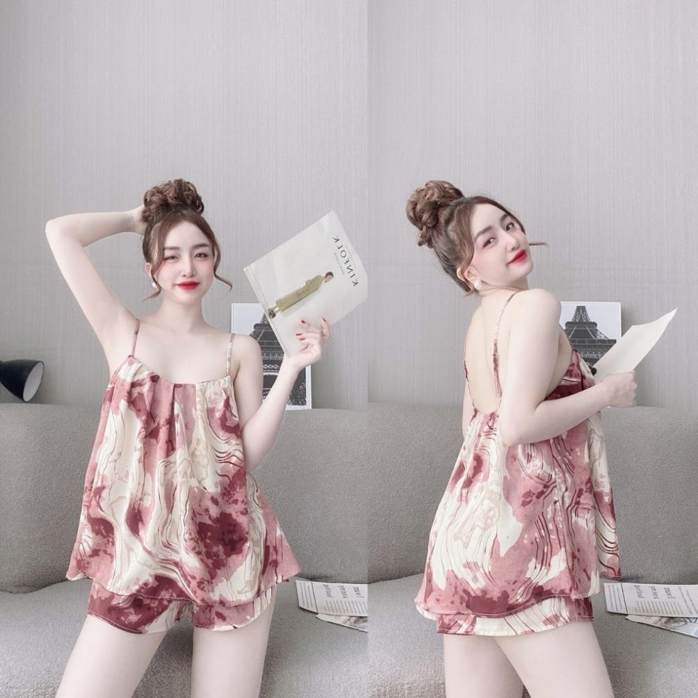 Đồ ngủ nữ BIGSIZE️FREE SHIP️Đồ ngủ sexy lụa Chiffon phối Satin cao cấp mềm mại xinh xắn<70KG kèm hình thật shop chụp