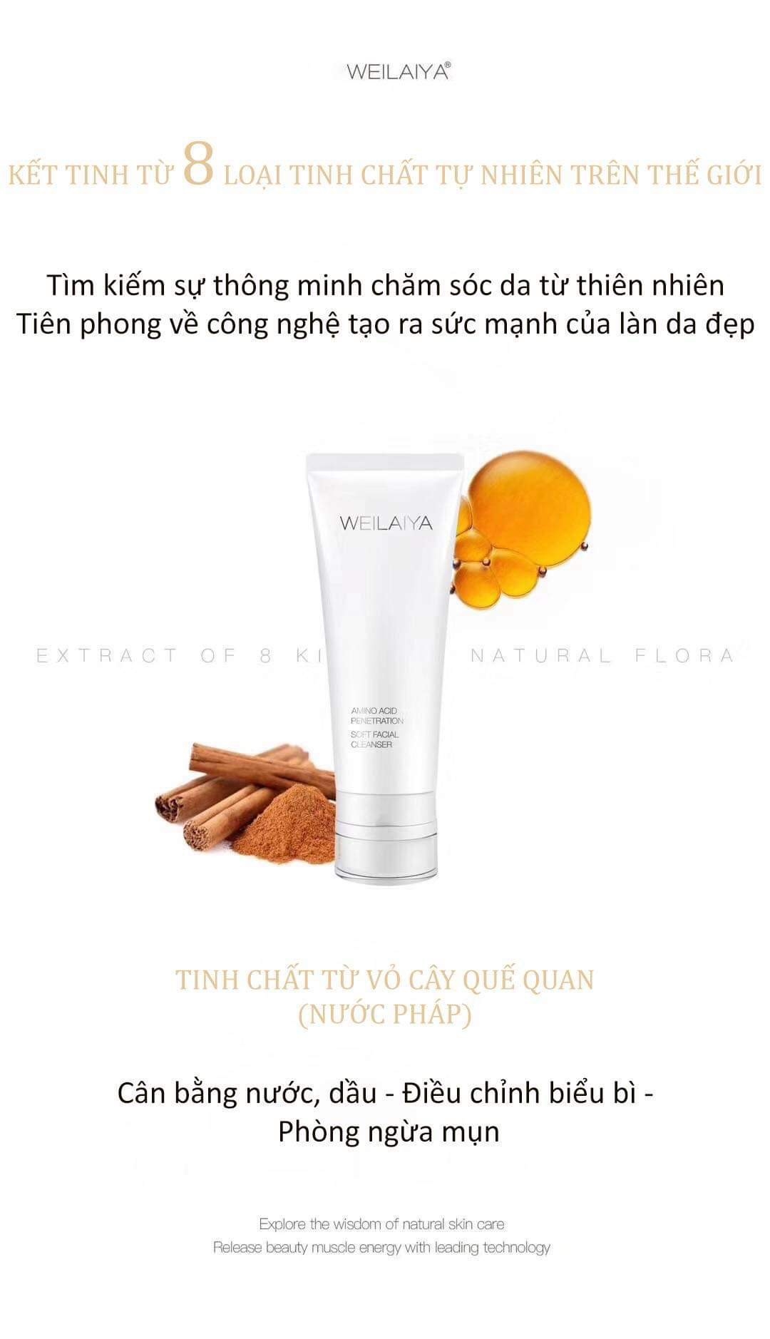 Sữa rửa mặt Weilaiya amino acid ,giúp cải tạo, làm sạch da 100ml