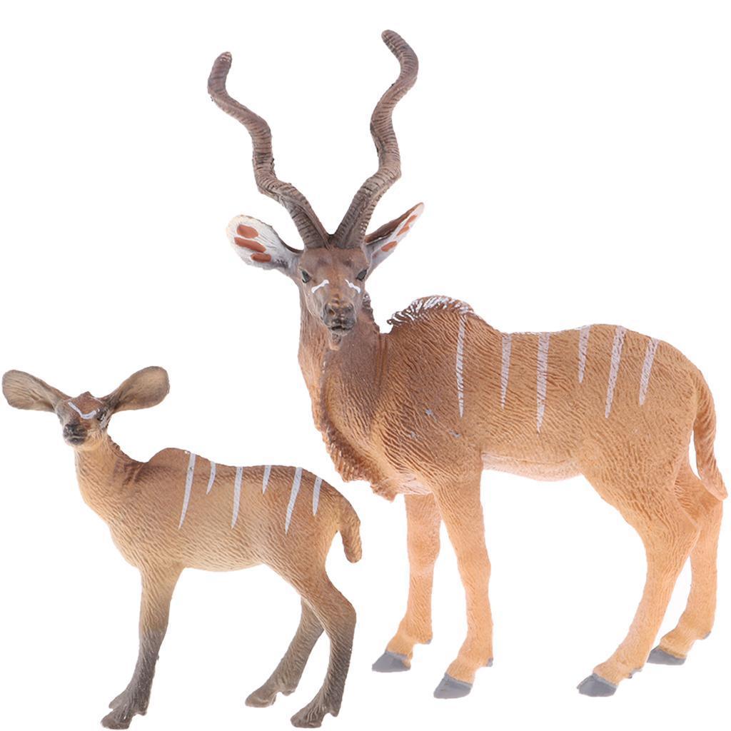2pcs Antelope Model  Animal Solid Figurines Collection Kids Toys