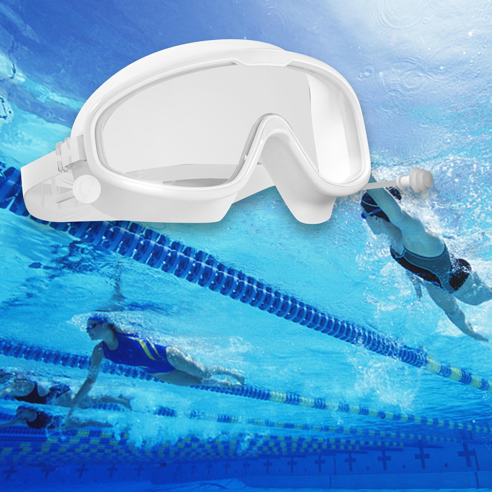 Swimming Goggles Swim Glasses Large Frame Diving Glasses with Earplugs