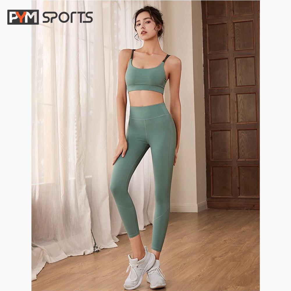 Áo bra tập Yoga - Gym PYMSPORT - PYMBR034 mút may cố định chất thun lạnh co giãn tốt nâng đỡ ngực, 2 màu xanh - hồng