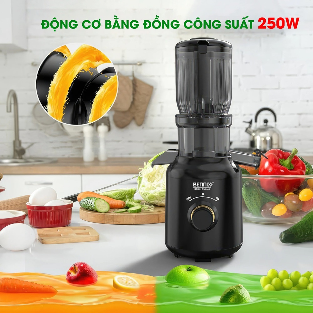 Máy ép chậm nguyên quả Bennix BN-09SJ công suất 250W chuẩn Thái Lan - Hàng chính hãng