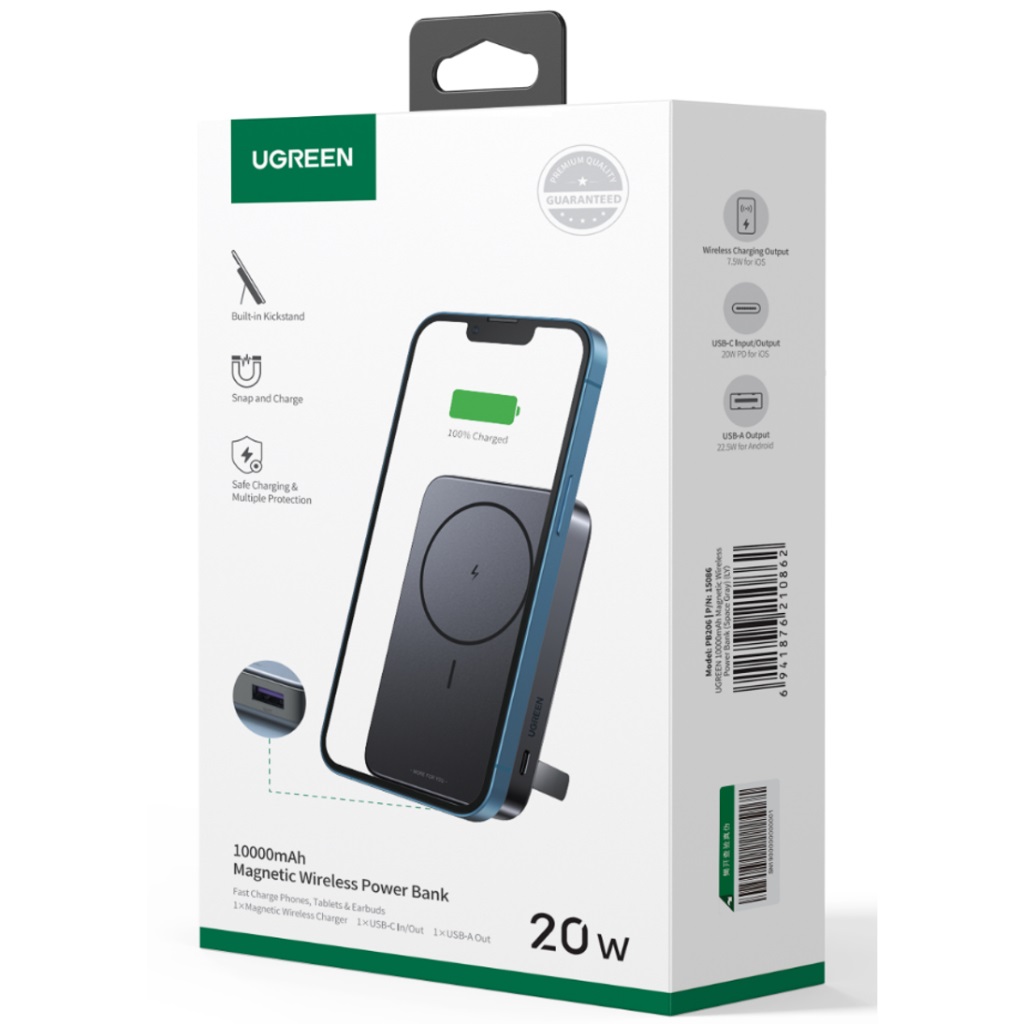 Pin sạc dự phòng hít từ tính Sothing Ugreen PB206 / PB561 10000mAh, công suất max 20w- Hàng chính hãng