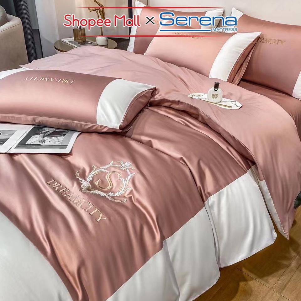 Ga Giường 5 Món Lụa Dream City SERENA Chính Hãng Set Chăn Ra Grap Drap Kèm Gối Đệm Nệm Trần Bông Trải Phủ Giường Cao Cấp