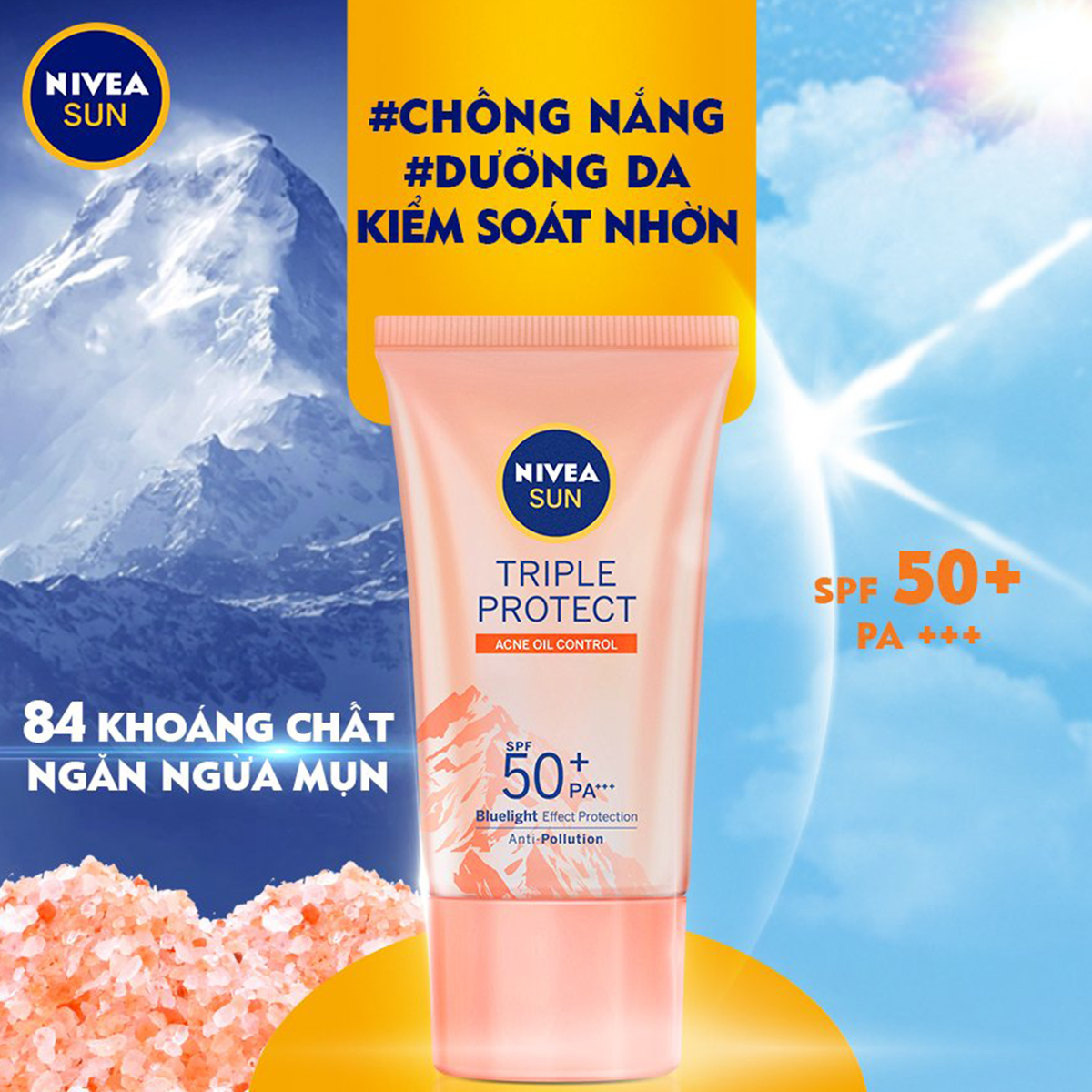 Kem Chống Nắng Dưỡng Da Kiểm Soát Nhờn Mụn Niveasun Triple Protect Acne Oil Control Spf50+ Pa+++ 40Ml - 85545